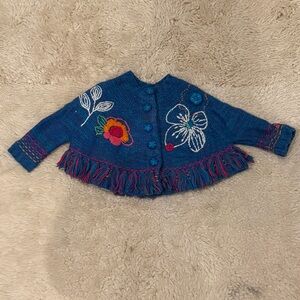 Catimini Blue Embroidered Girls Cape
